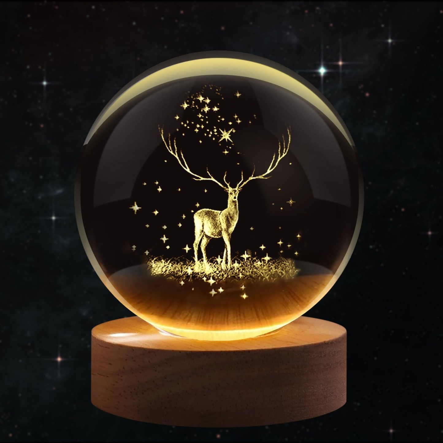 Lampara Esfera de Cristal de Ciervo 3D