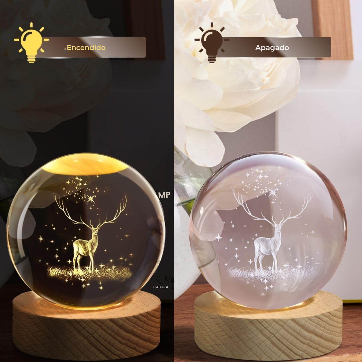 Lampara Esfera de Cristal de Ciervo 3D